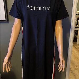 Tommy Hilfiger Navy T-shirt Dress with Red and White Accents